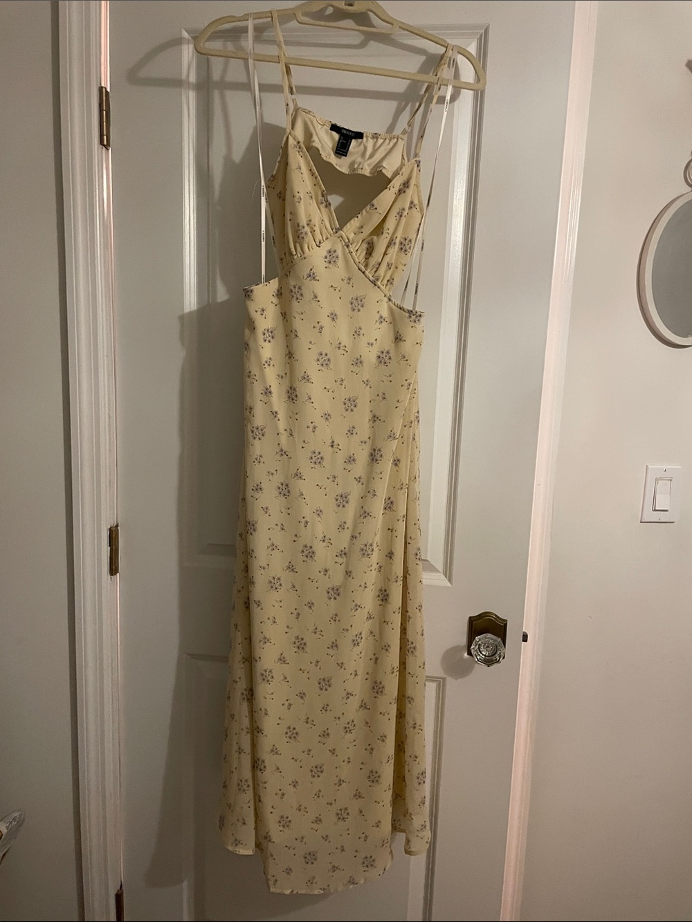 Forever 21 Yellow Floral Maxi cutout Dress